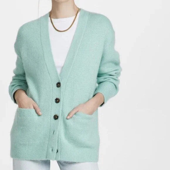 RE/DONE 90s Oversized 90s V-Neck Cardigan Spearmint- Size Small - Picture 2 of 12